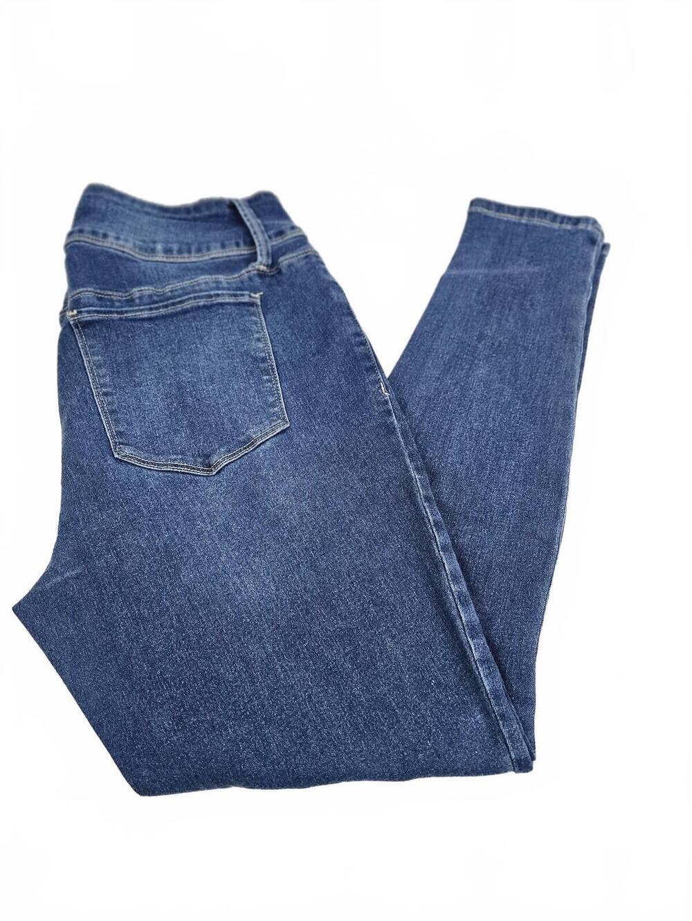 California Vintage Women's High Waist Blue Denim Jeans w/ Triple Button Size 14